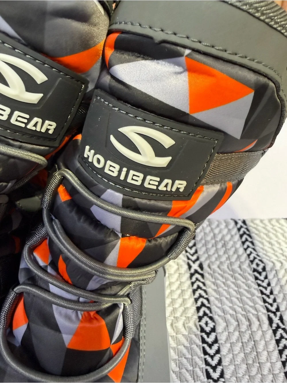 Hobibear Kids Gray & Orange Geometric Winter Boots